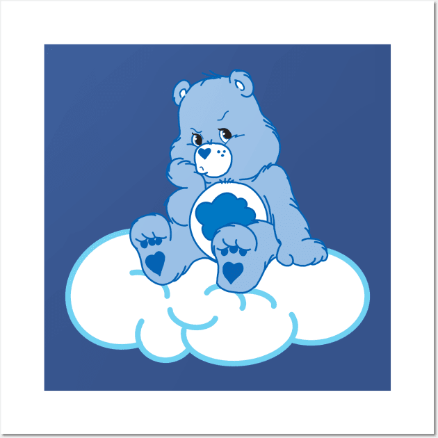 Grumpy Bear pouting on cloud Wall Art by tailspalette